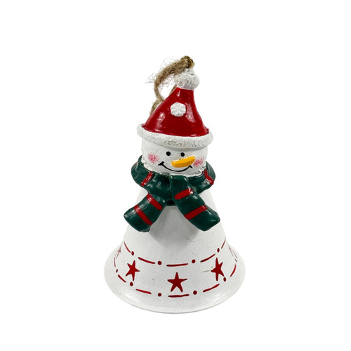 White Bell with Snowman Topper (10cm)