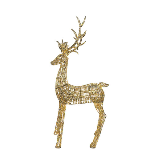 Shiny Gold Reindeer with Warm White LED Lights (270cm)