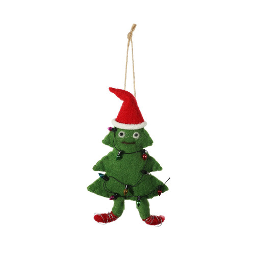 Felt Christmas Tree with String Lights (H16.5cm)