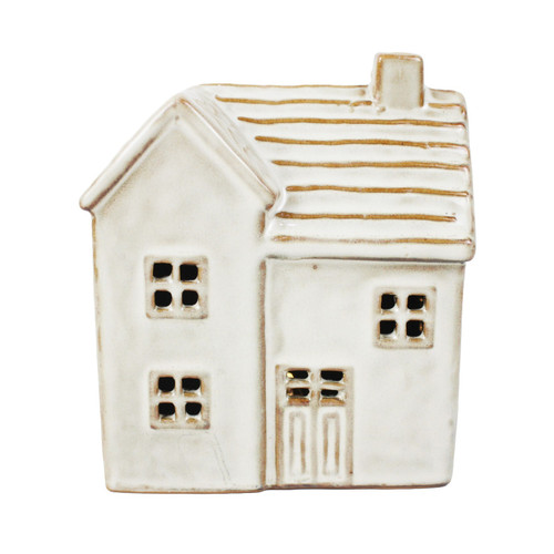 White Stoneware Cottage Ornament (H12cm)