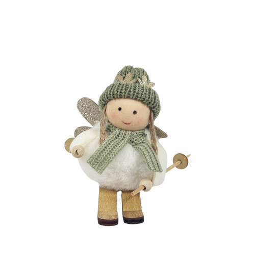 Sage Green Girl on Skis Ornament (9.5cm)