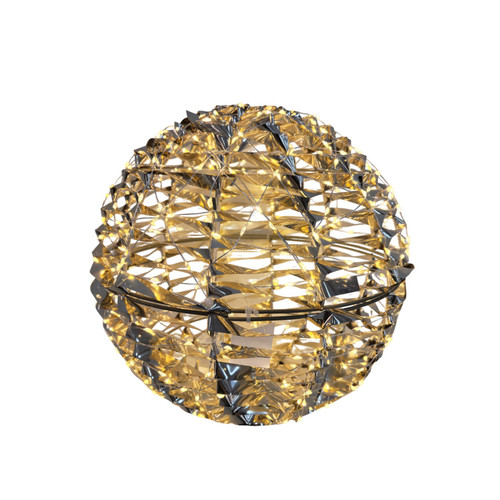 Shiny Gold Hanging Ball with Warm White LED Flashing Lights (30cm)