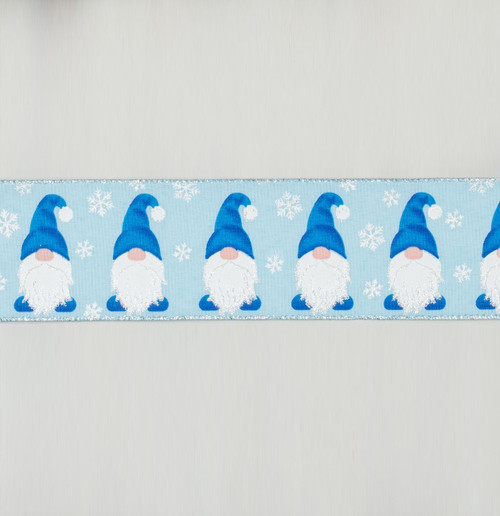 Blue Repeating Gonk Christmas Ribbon