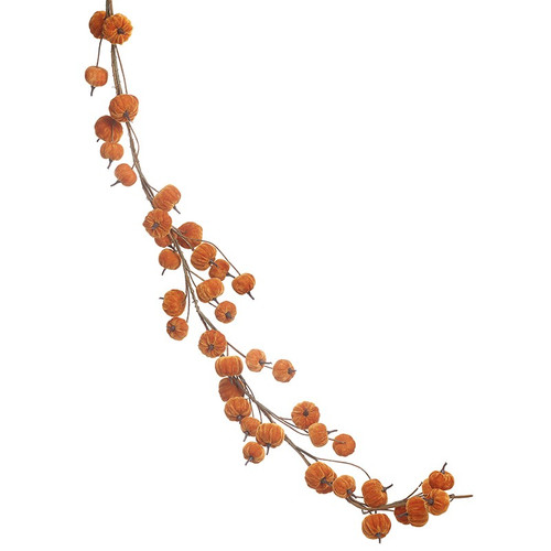 Velvet Orange Pumpkin Garland (150cm)