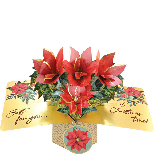 3D Pop Up Card by Second Nature - Christmas Red Poinsettia