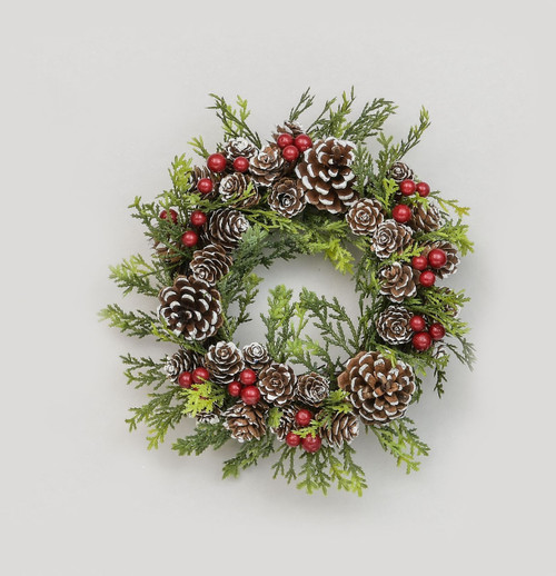 Natural Pine Cones, Berries & Foliage Candle Ring (20cm)