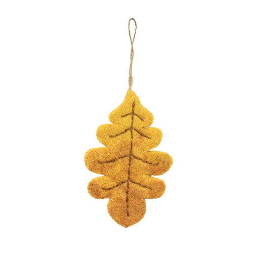 Yellow & Brown Hanging Leaf Decoration (H14cm)