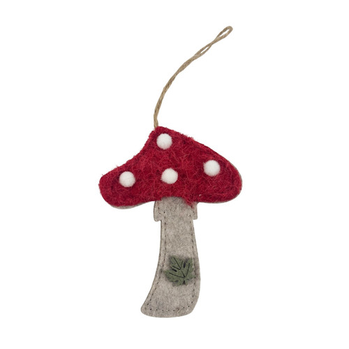 Red & White Felt Toadstool Hanging Decoration (8.5cm H)
