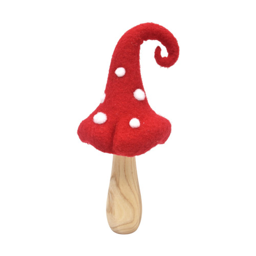 Red & White Curled Toadstool on Wooden Stalk (21cm H)