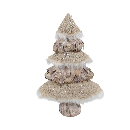 Grey Textured & Glittered Christmas Tree Decoration (25cm H)