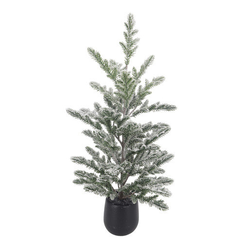 Green Snowy Pine Tree in Black Pot (58cm)