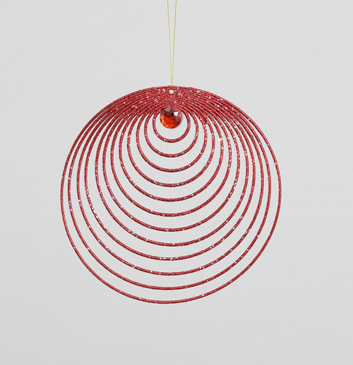 Red Glitter Circles Hanging Decoration (20cm)