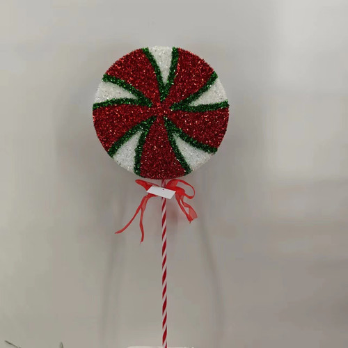 Red, White & Green Candy Cane Lane Windmill Stake (66cm)