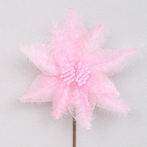 Pink Fluffy Feathered Poinsettia (60cm)