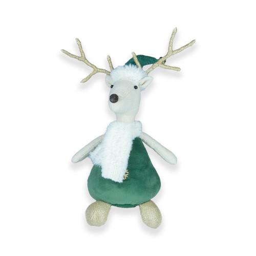 White and Green Sitting Reindeer (40cm)