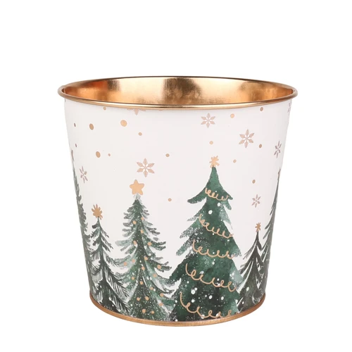 White Christmas Tree Design Metal Planter (11cm)