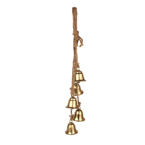 Set of 4 Metal Bells on Hanging Rope (8cm)