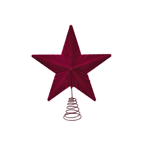 Burgundy Flocked Star Tree Topper (23cm)