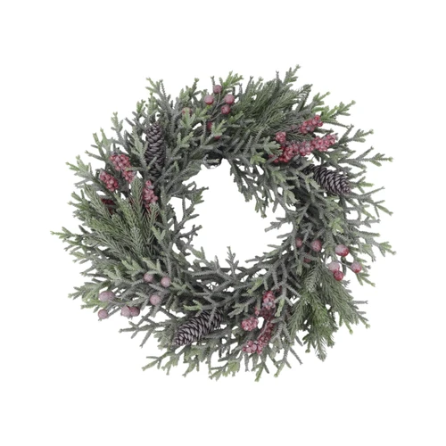 Frosted Pinecone and Red Berries Wreath (45cm)