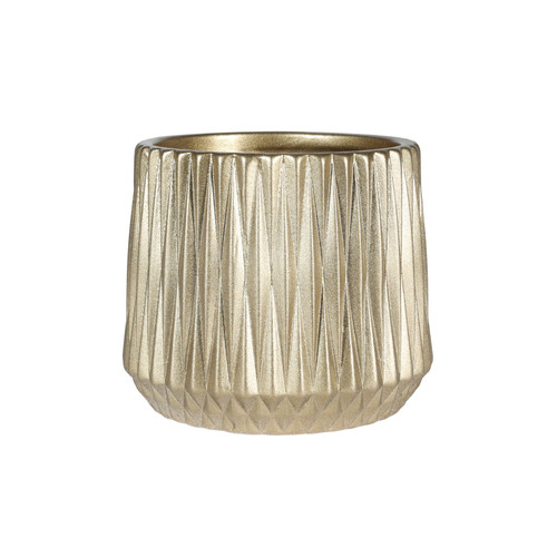 Gold Geometric Textured Orchid Ceramic Pot (10cm H)