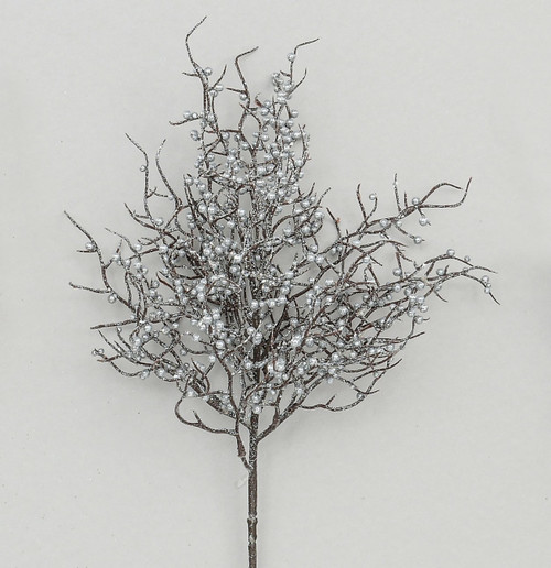 Silver Glitter Berry Spray (56cm)