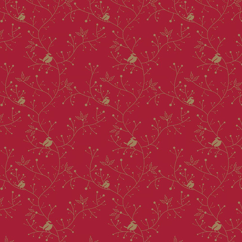 Gold on Red Festive Robin Tinted Cello (50m)