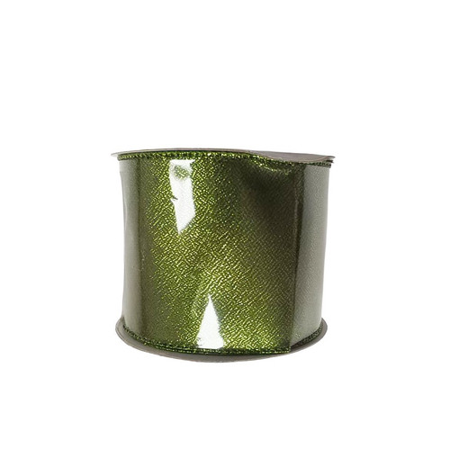 Olive Green Glamorous Wired Edge Ribbon (63mm x 9.1m)
