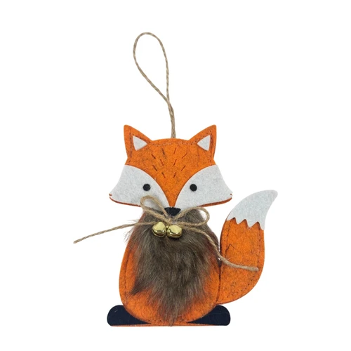Orange Felt Fox Hanging Decoration (10.5cm H)