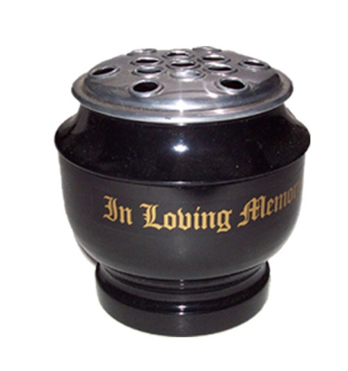 Medium Black Grave Vase &#39;In Loving Memory&#39;