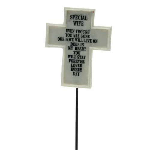 Special Wife White Memorial Cross Pick