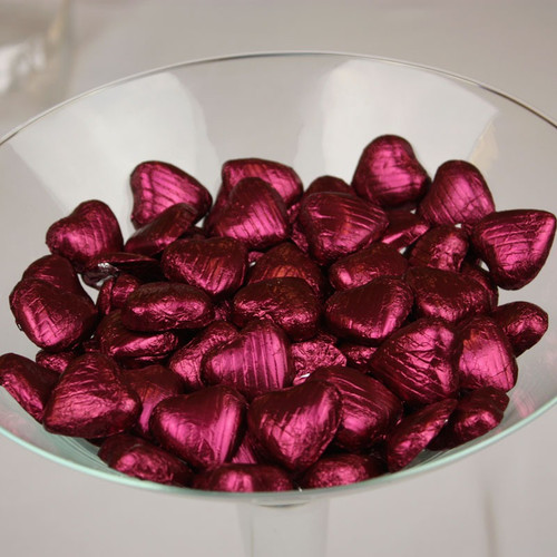 Burgundy Foil Chocolate Hearts (1kg) Burgundy Foil Chocolate Hearts (1kg)