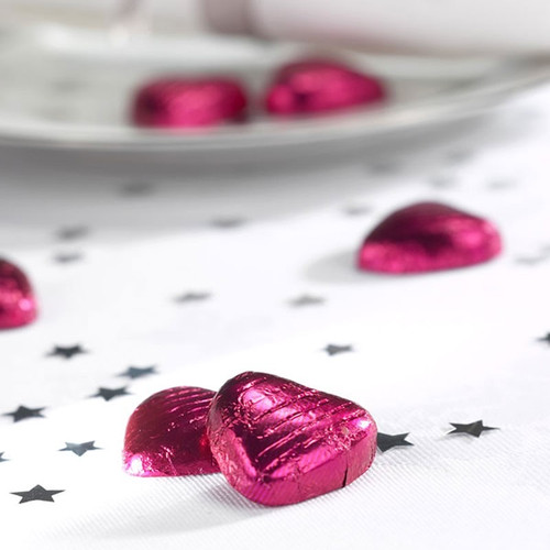 Hot Pink Foil Chocolate Hearts (1kg) Hot Pink Foil Chocolate Hearts (1kg)