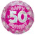 Pink Holographic Happy 50th Birthday Balloon (18 inch)