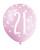 Assorted All Over Print Pink and Silver 21st Latex Balloon