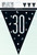 Black and Silver Prismatic Plastic Flag 30th Birthday Banner (2.74m)
