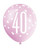 Assorted All Over Print Pink and Silver 40th Latex Balloon