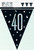 Black and Silver Prismatic Plastic Flag 40th Birthday Banner (2.74m)