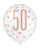 Assorted Rose Gold and White All Over Print 50th Latex Balloon 