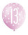 Assorted All Over Print Pink and Silver 13th Latex Balloon