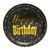 Happy Birthday Black and Gold Party Paper Plates