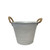 Grey Antique Ribbed Zinc Pot with Rope Handles