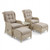5 Piece Beige Recliner Outdoor Rattan Chair & Table Set
