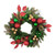 Red, Green & Gold Mixed Foliage & Bauble Wreath (45cm)