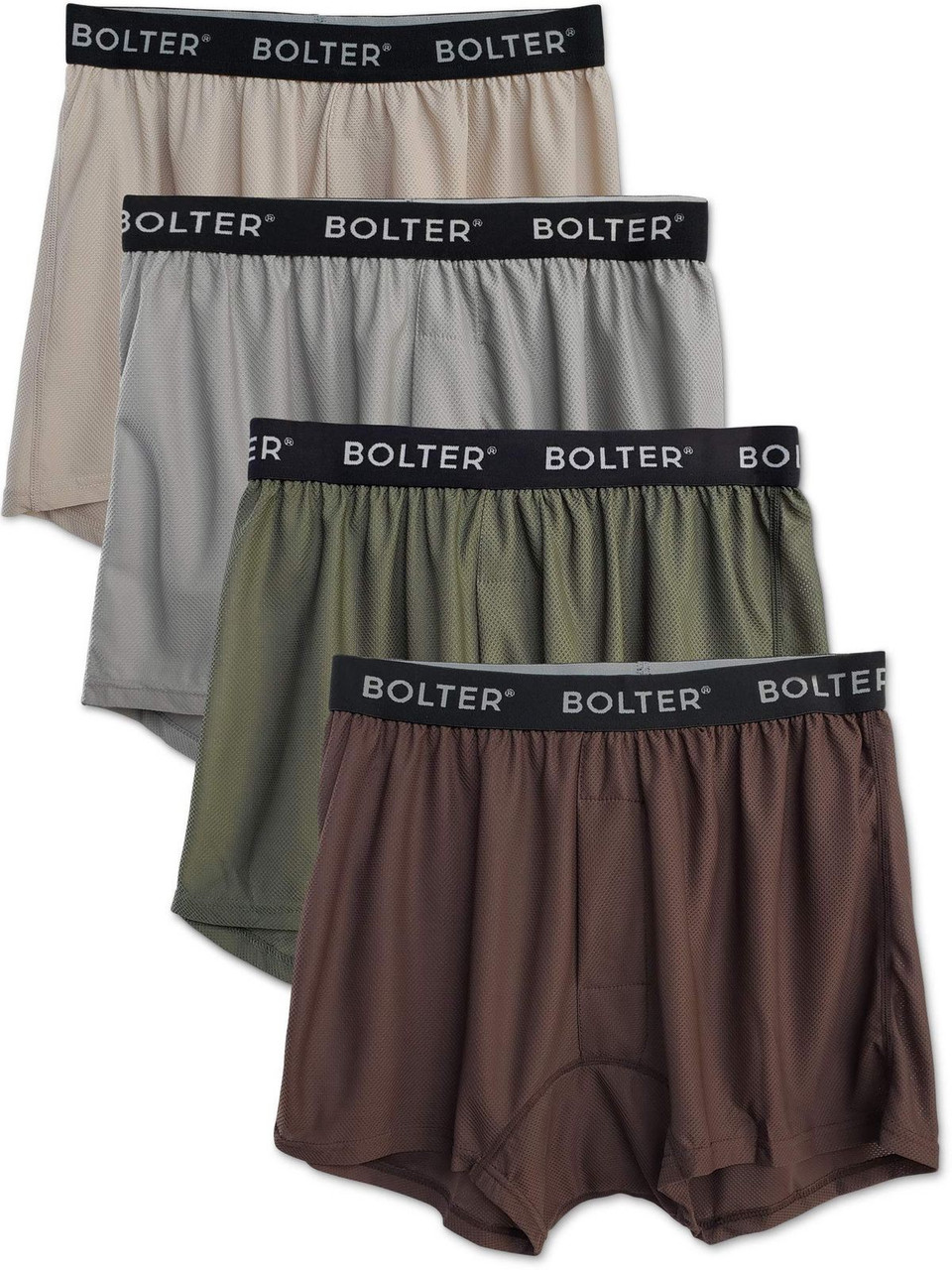 Bolter 4-Pack Men Nylon Spandex Performance Boxer Briefs (Large, 2 Blk / 2  Gry) 