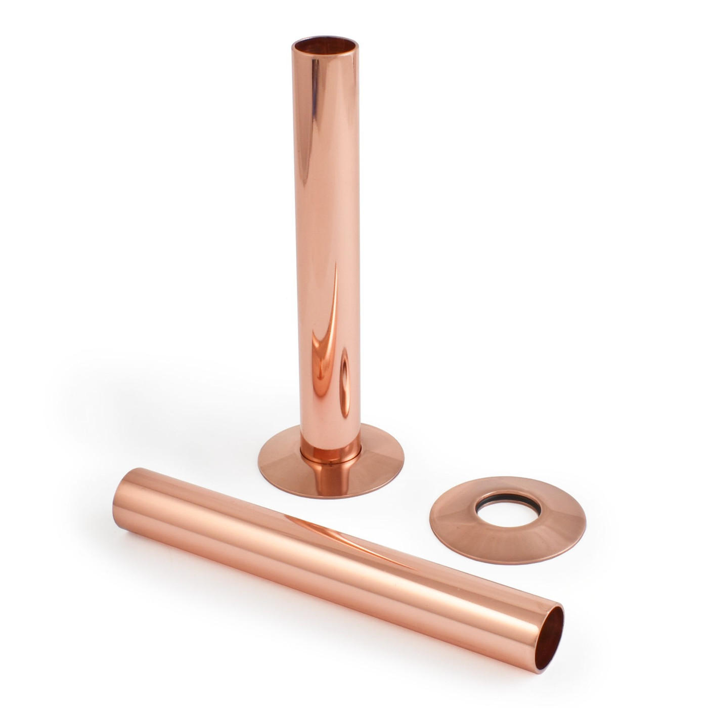 500 Radiator Pipe Shroud 130mm long Polished Copper (Pair