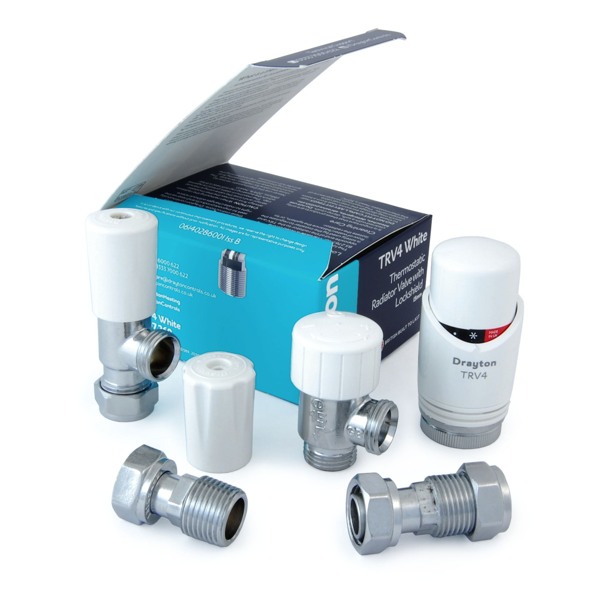 Drayton 15mm Angled TRV4 Thermostatic Radiator Valve Plus Lockshield