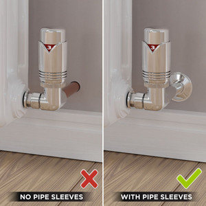 M-TRV-073-CR-C-SLEEVE-COMP - Ramone Modern TRV Corner Brushed Satin Nickel Thermostatic Radiator Valves with Sleeves