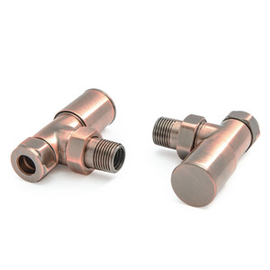 M-MAN-006-AG-AC-ALT00 - Marvine Modern Manual Angled Antique Copper Radiator Valves