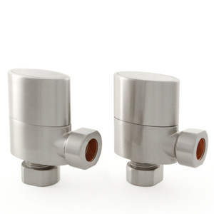 M-MAN-018-AG-SN - Oval Modern Manual Angled Brushed Satin Nickel Radiator Valves