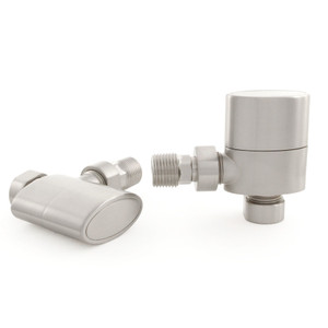 M-MAN-018-AG-SN-ALT00 - Oval Modern Manual Angled Brushed Satin Nickel Radiator Valves